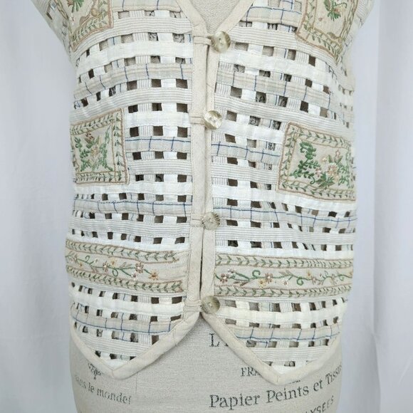 Vintage Life Style Vest Small Cottagecore Beige Cutout - Picture 5 of 9